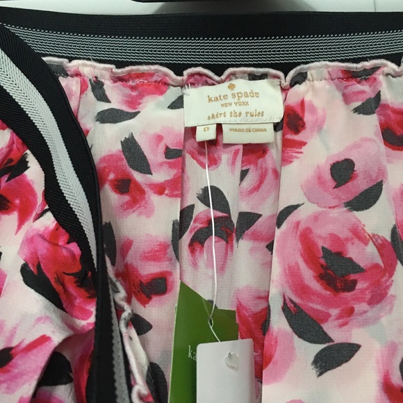 Kate Spade Rose Floral 100% Silk Pleated Skirt - Picture 4 of 11
